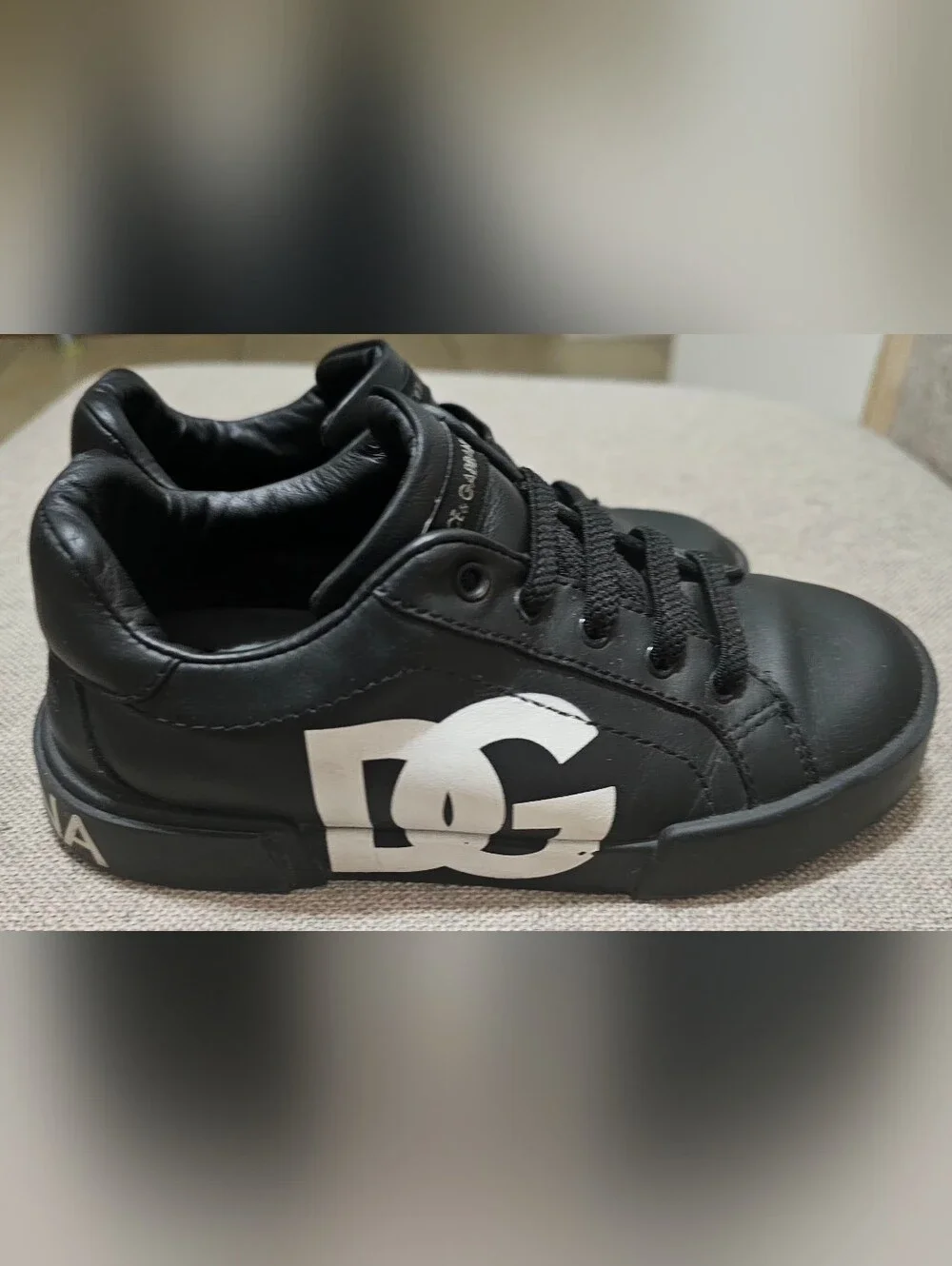 Dolce & Gabbana Black Sneakers with White DG Logo